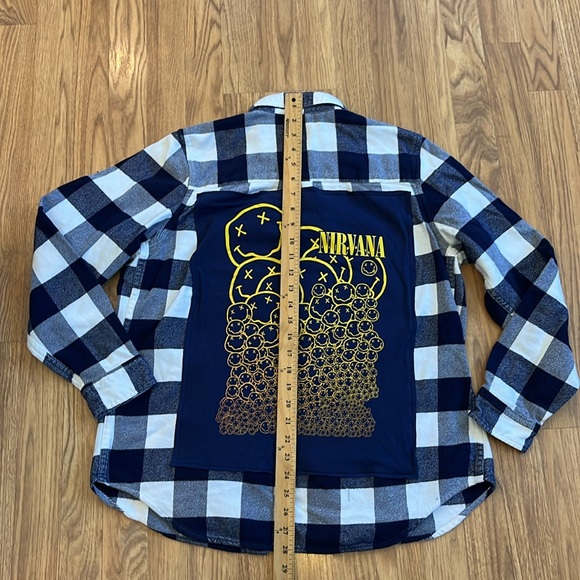 Nirvana Flannel Shirt upcycled unisex Size Medium M - Picture 4 of 7